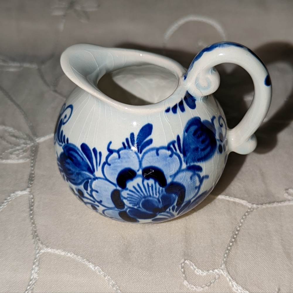 Blue Floral Porcelain Creamer Pitcher - Classic Blue & White Serveware